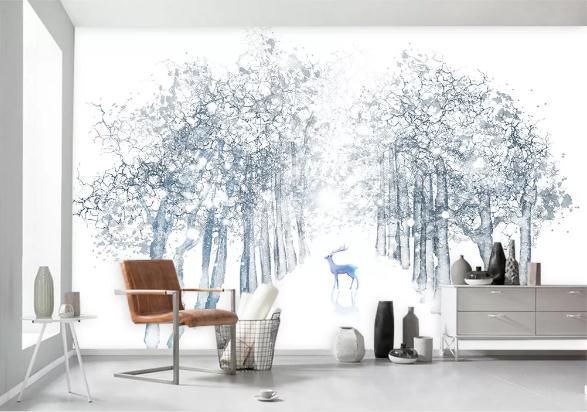 3D Hand Painted Forest Elk Wall Mural Wallpaper 224- Jess Art Decoration