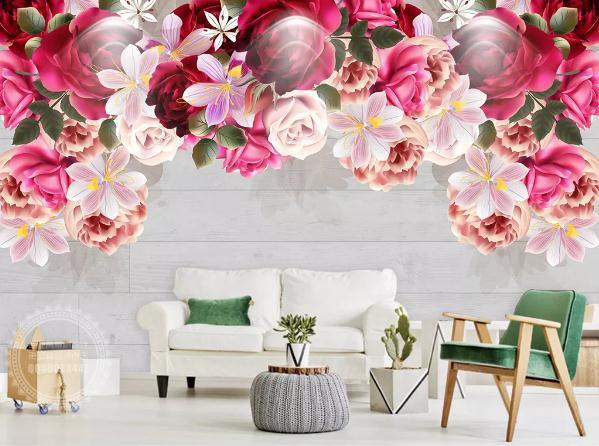 3D Hand Painted Pink Rose Wall Mural Wallpaper 71- Jess Art Decoration