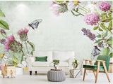 3D Hand Painted Purple Flower Butterfly Wall Mural Wallpaper 117- Jess Art Decoration