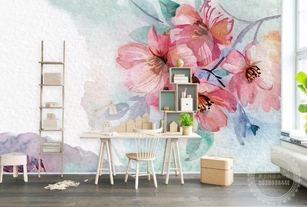 3D Hand Painted Pink Flowers Wall Mural Wallpaper 106- Jess Art Decoration