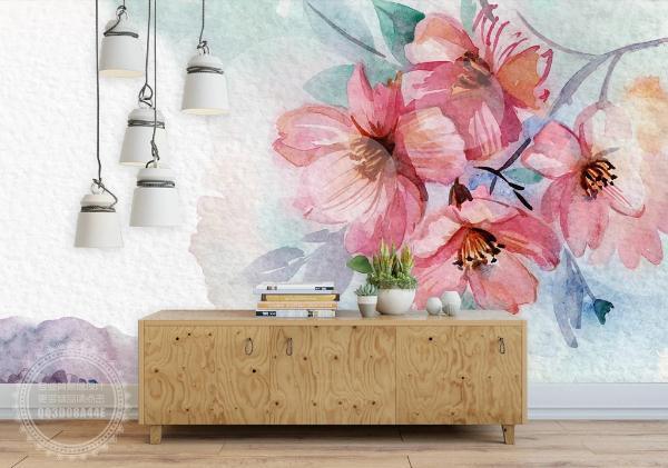 3D Hand Painted Pink Flowers Wall Mural Wallpaper 106- Jess Art Decoration