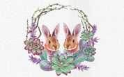 3D Hand Painted Rabbit Succulent Plant Wall Mural Wallpaper 109- Jess Art Decoration