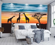 3D Hand Painted Giraffe Landscape Wall Mural Wallpaper 71- Jess Art Decoration
