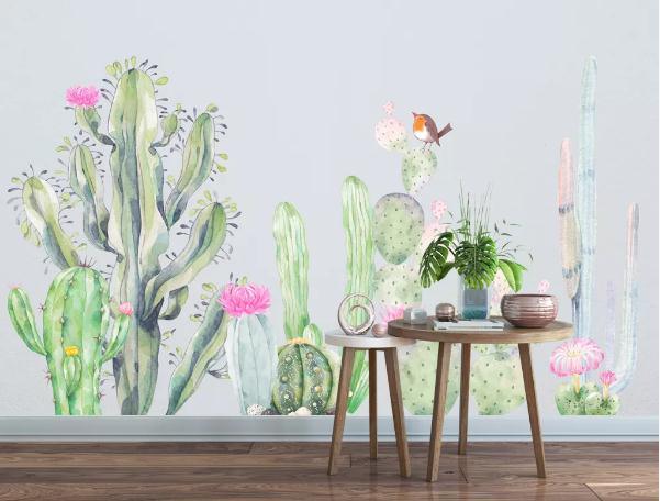 3D Hand Painted Cactus Wall Mural Wallpaper 148- Jess Art Decoration
