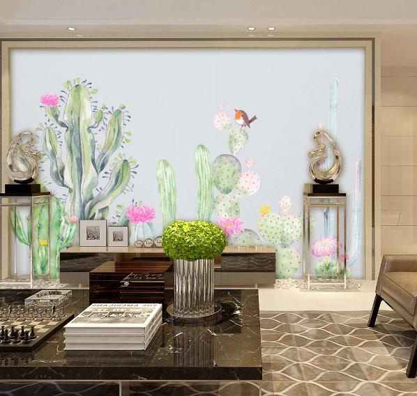 3D Hand Painted Cactus Wall Mural Wallpaper 148- Jess Art Decoration