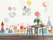 3D Hand Painted Cartoon House Balloon Wall Mural Wallpaper 125- Jess Art Decoration