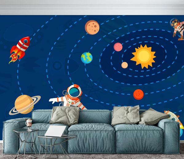 3D Cartoon Solar System Wall Mural Wallpaper 84- Jess Art Decoration
