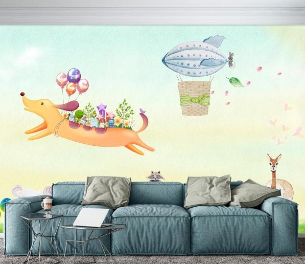 3D Cartoon Spaceship Dog Wall Mural Wallpaper 170- Jess Art Decoration