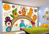 3D Cartoon Animal Rainbow Wall Mural Wallpaper 97- Jess Art Decoration