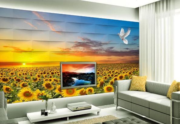 3D Sunflower Landscape Wall Mural Wallpaper 141- Jess Art Decoration