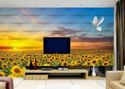 3D Sunflower Landscape Wall Mural Wallpaper 141- Jess Art Decoration
