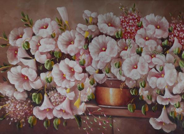 3D Hand Painted Pink Flowers Wall Mural Wallpaper 128- Jess Art Decoration