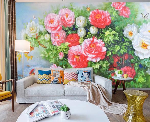 3D Pink Flower Oil Painting Wall Mural Wallpaper 92- Jess Art Decoration