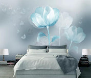 3D Blue Tridimensional Flower Wall Mural Wallpaper 194- Jess Art Decoration