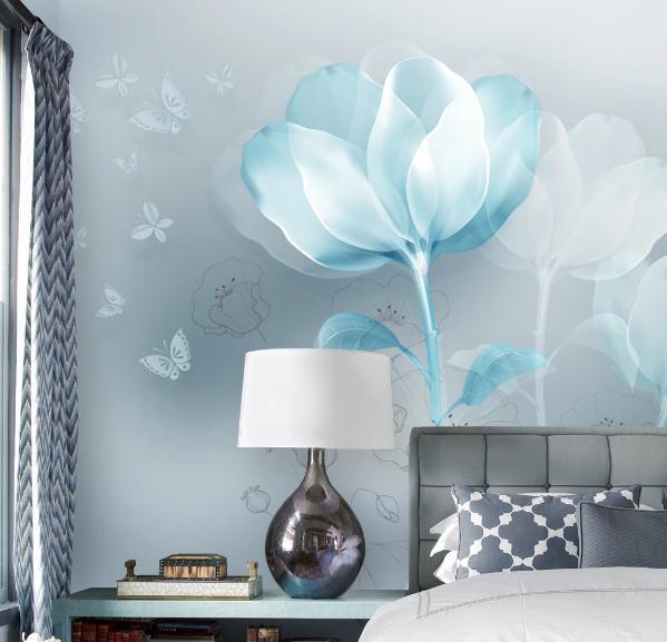3D Blue Tridimensional Flower Wall Mural Wallpaper 194- Jess Art Decoration