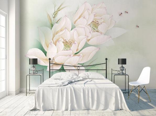 3D Hand Painted Lotus Wall Mural Wallpaper 143- Jess Art Decoration
