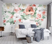 3D Hand Painted Pink White Flowers Wall Mural Wallpaper 140- Jess Art Decoration