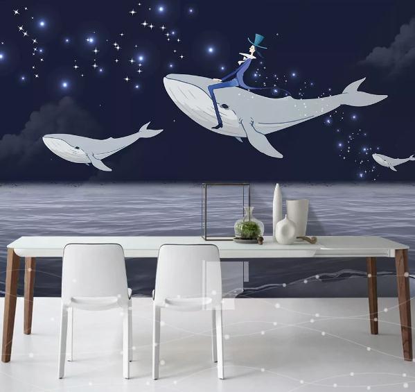 3D Cartoon Star Dolphin Wall Mural Wallpaper 64- Jess Art Decoration