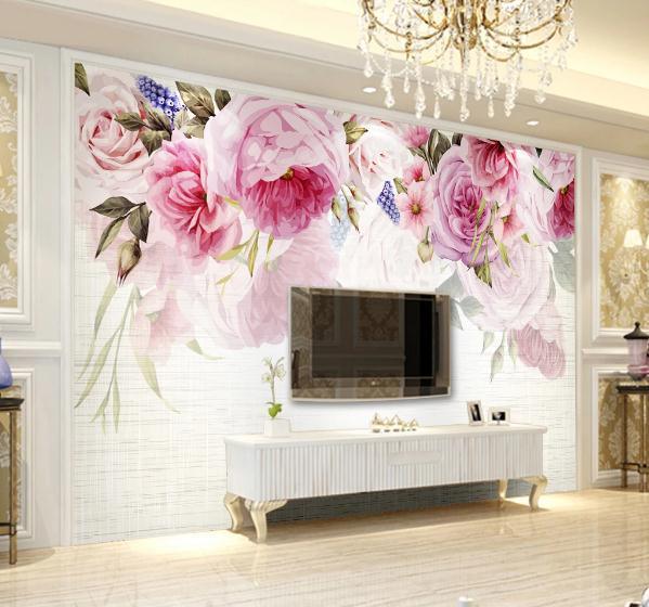 3D Watercolor Pink Flowers Wall Mural Wallpaper 94- Jess Art Decoration