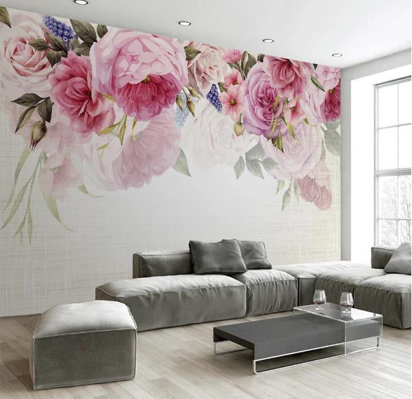 3D Watercolor Pink Flowers Wall Mural Wallpaper 94- Jess Art Decoration