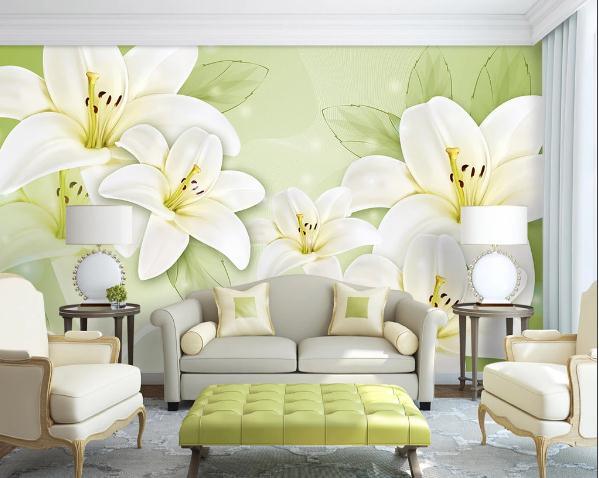 3D White Lily Wall Mural Wallpaper 61- Jess Art Decoration
