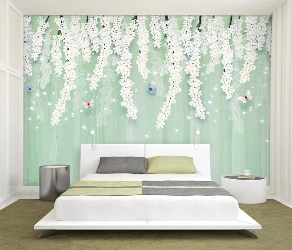 3D Watercolor White Flowers Wall Mural Wallpaper 211- Jess Art Decoration