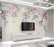 3D Hand Painted Pink Flowers Wall Mural Wallpaper 107- Jess Art Decoration