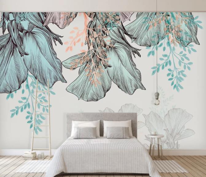 3D Nordic Fresh Plant Leaves Wall Mural Wallpaperpe  78- Jess Art Decoration