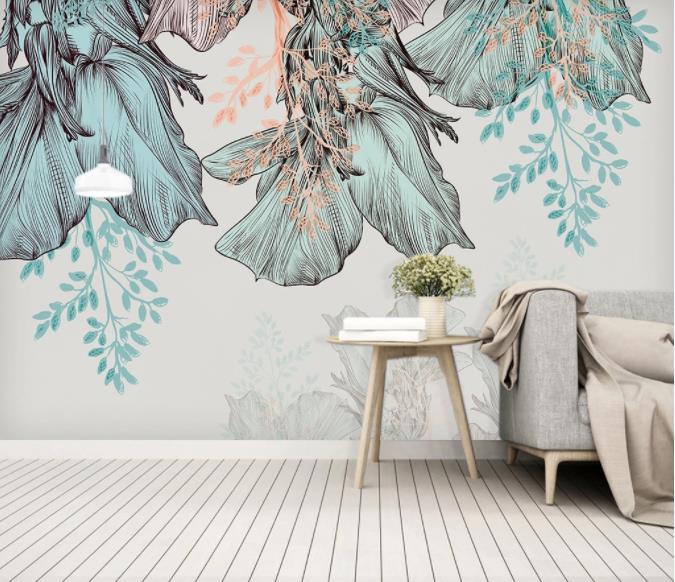3D Nordic Fresh Plant Leaves Wall Mural Wallpaperpe  78- Jess Art Decoration