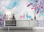 3D Modern Simplicity Leaves Reindeer Wall Mural Wallpaperpe 299- Jess Art Decoration