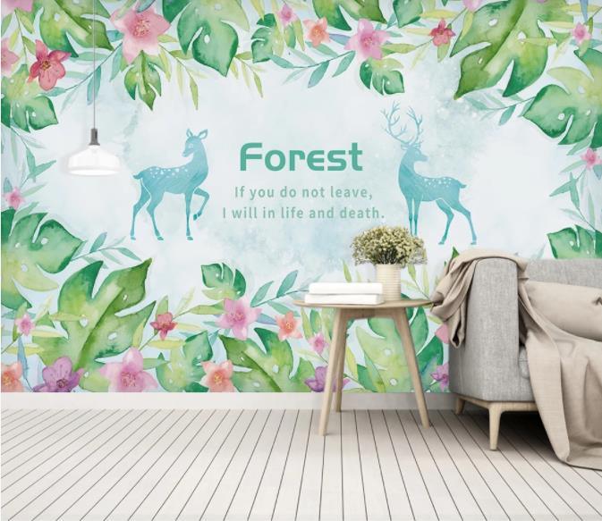 3D Modern Simplicity Flowers Green Plant Leaves Wall Mural Wallpaperpe  73- Jess Art Decoration