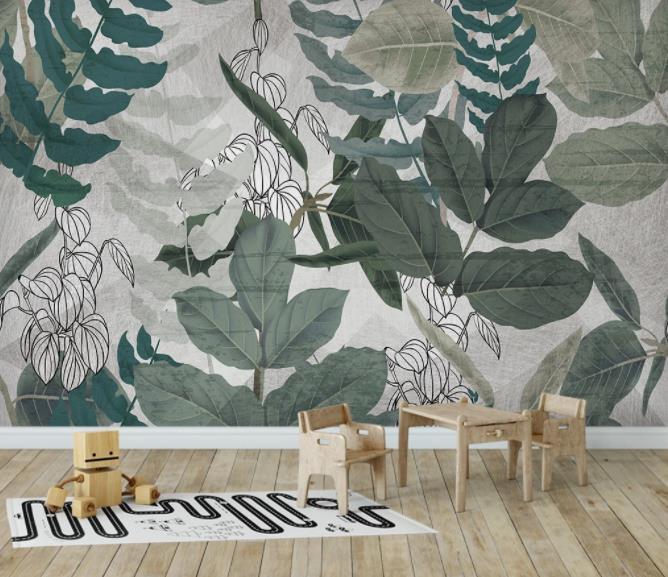 3D Nordic Fresh Green Leaves Wall Mural Wallpaperpe  79- Jess Art Decoration
