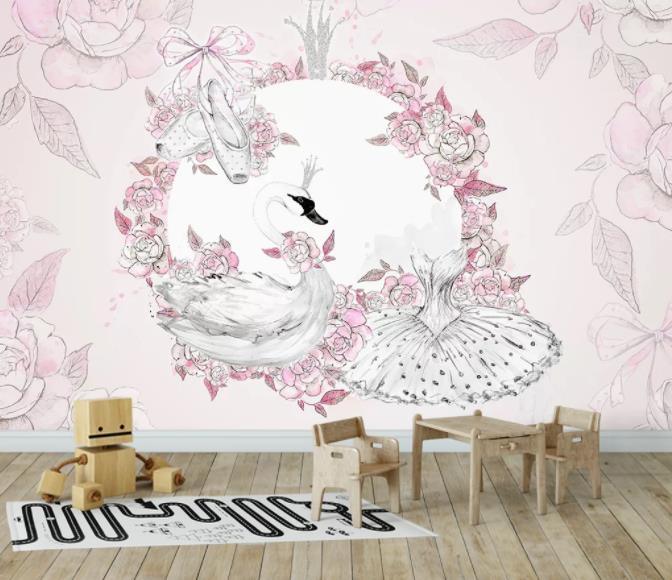 3D Nordic Hand drawing Flowers Wall Mural Wallpaperpe 418- Jess Art Decoration