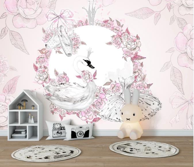 3D Nordic Hand drawing Flowers Wall Mural Wallpaperpe 418- Jess Art Decoration