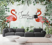 3D Nordic Fresh Plant Pink Flamingo Wall Mural Wallpaperpe  25- Jess Art Decoration