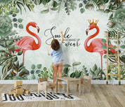3D Nordic Fresh Plant Pink Flamingo Wall Mural Wallpaperpe  25- Jess Art Decoration