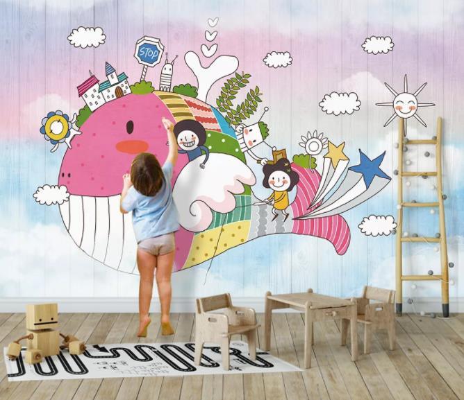 3D Nordic Color Cartoon Background Wall Mural Wallpaperpe 463- Jess Art Decoration