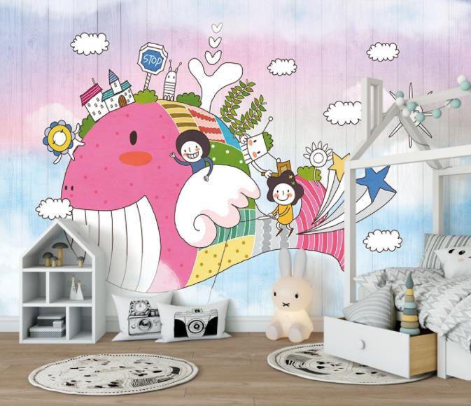 3D Nordic Color Cartoon Background Wall Mural Wallpaperpe 463- Jess Art Decoration