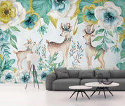 3D Nordic Hand drawing Forest Reindeer Wall Mural Wallpaperpe 281- Jess Art Decoration