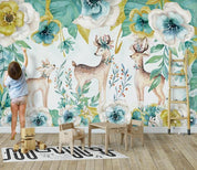 3D Nordic Hand drawing Forest Reindeer Wall Mural Wallpaperpe 281- Jess Art Decoration