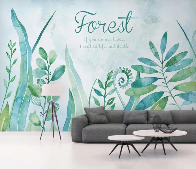 3D Nordic Fresh Green Leaves Wall Mural Wallpaperpe  81- Jess Art Decoration