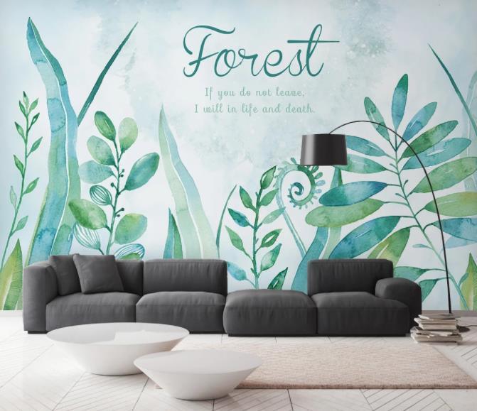 3D Nordic Fresh Green Leaves Wall Mural Wallpaperpe  81- Jess Art Decoration