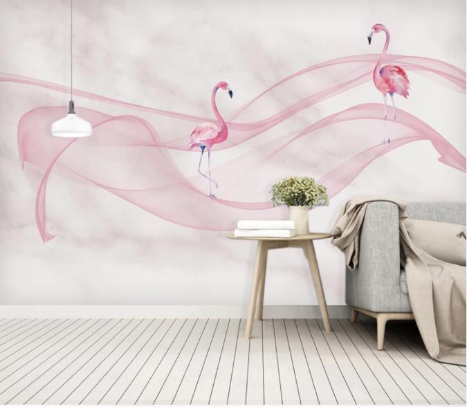 3D Simplicity Pink Flamingo Wall Mural Wallpaperpe  128- Jess Art Decoration