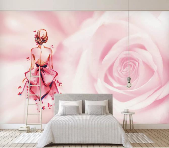 3D Nordic Pink Portrait Characters Wall Mural Wallpaperpe 466- Jess Art Decoration