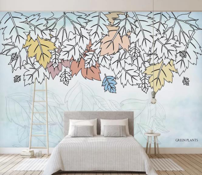 3D Nordic Fresh Plant Leaves Wall Mural Wallpaperpe  87- Jess Art Decoration
