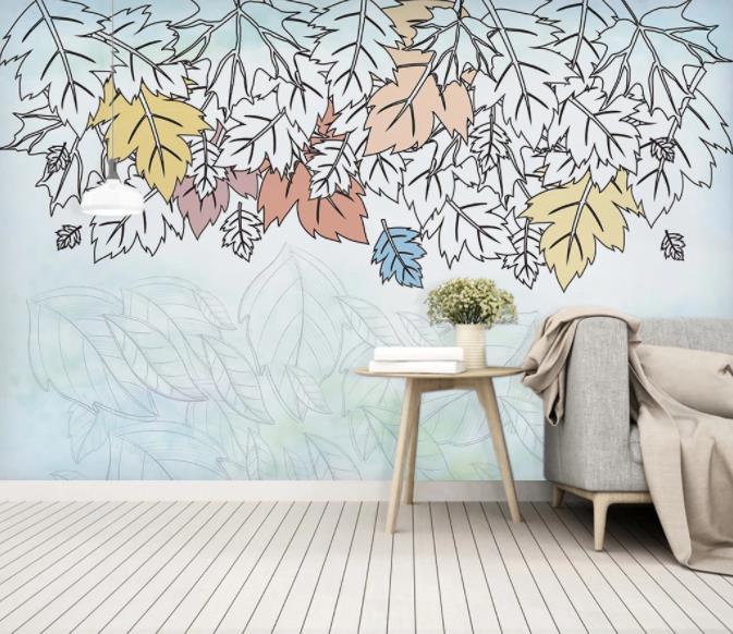 3D Nordic Fresh Plant Leaves Wall Mural Wallpaperpe  87- Jess Art Decoration