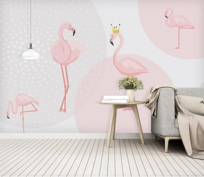 3D Nordic Simplicity Geometry Flamingo Wall Mural Wallpaperpe  49- Jess Art Decoration