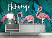 3D Nordic Fresh Pink Flamingo Wall Mural Wallpaperpe 16- Jess Art Decoration