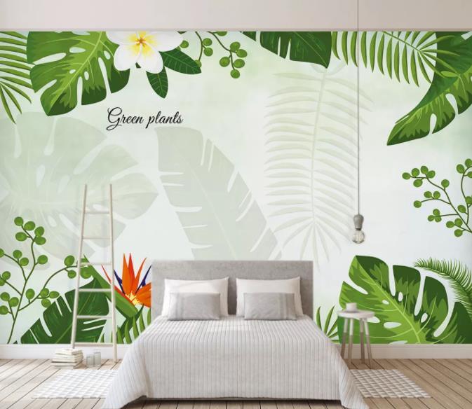 3D Nordic Modern Simplicity Green Leaves Wall Mural Wallpaperpe  119- Jess Art Decoration