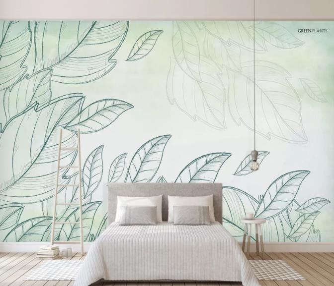 3D Nordic Modern Simplicity Leaves Wall Mural Wallpaperpe  120- Jess Art Decoration